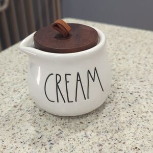 Rae Dunn Cream Jar with Wooden Lid